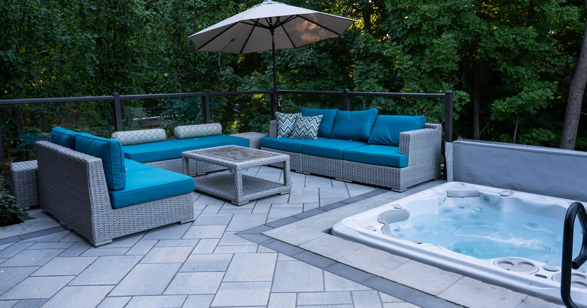 Transforming a Slippery Slope into an Enchanting Patio and Hot Tub Haven